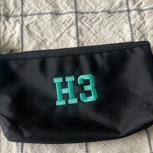 Black Pouch with Teal Embroidery